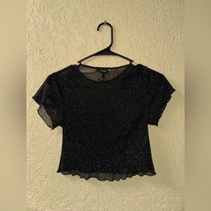 Forever 21 Black Glitter Blouse crop top woman’s small